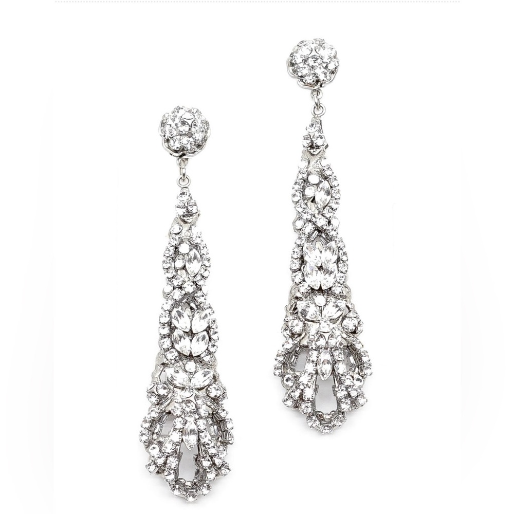 Crystal Drop Bridal Earrings Maria Elena Holiday Bridal Vintage Wedding euc